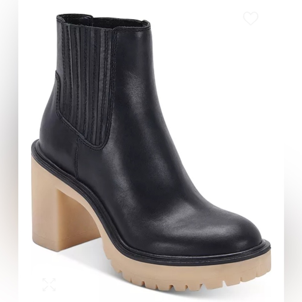 Black Leather Ankle Boots with Tan Sole